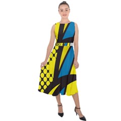 Colorful Abstract Background Art Midi Tie-back Chiffon Dress
