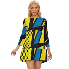 Colorful Abstract Background Art Long Sleeve Babydoll Dress