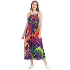 Colorful Floral Patterns, Abstract Floral Background Boho Sleeveless Summer Dress