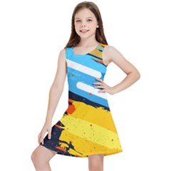 Colorful Paint Strokes Kids  Lightweight Sleeveless Dress