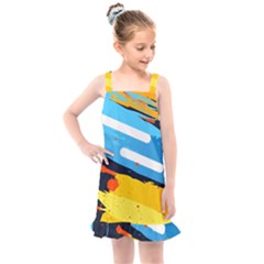 Colorful Paint Strokes Kids  Overall Dress