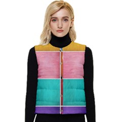 Colorful Squares, Abstract, Art, Background Women s Button Up Puffer Vest