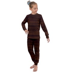 Dark Brown Wood Texture, Cherry Wood Texture, Wooden Kids  Long Sleeve Set 