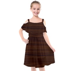 Dark Brown Wood Texture, Cherry Wood Texture, Wooden Kids  Cut Out Shoulders Chiffon Dress