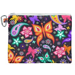 Floral Butterflies Canvas Cosmetic Bag (xxl)