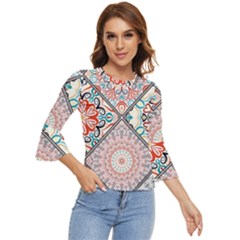 Flowers Pattern, Abstract, Art, Colorful Bell Sleeve Top