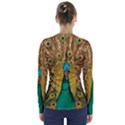Peacock Feather Bird Peafowl V-Neck Long Sleeve Top View2
