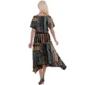 Seamless Pattern With Flower Bird Cross Front Sharkbite Hem Maxi Dress View2