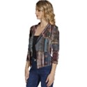 Seamless Pattern With Flower Birds Women s Casual 3/4 Sleeve Spring Jacket View2
