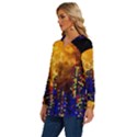 Skyline Frankfurt Abstract Moon Long Sleeve Drawstring Hooded Top View2