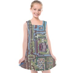 Arcade Game Retro Pattern Kids  Cross Back Dress