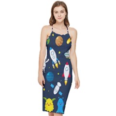 Big Set Cute Astronauts Space Planets Stars Aliens Rockets Ufo Constellations Satellite Moon Rover Bodycon Cross Back Summer Dress