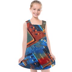 Gray Circuit Board Electronics Electronic Components Microprocessor Kids  Cross Back Dress