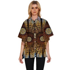 Barcelona Stained Glass Window Women s Batwing Button Up Shirt