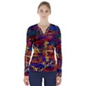 Flower Retro Funky Psychedelic V-Neck Long Sleeve Top View1