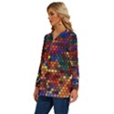 Zig Zag Pattern Geometric Design Long Sleeve Drawstring Hooded Top View2
