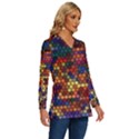 Zig Zag Pattern Geometric Design Long Sleeve Drawstring Hooded Top View3