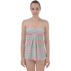 Background Pattern Leaves Texture Babydoll Tankini Top