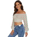 Background Pattern Leaves Texture Long Sleeve Crinkled Weave Crop Top View2