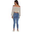 Background Pattern Leaves Texture Long Sleeve Crinkled Weave Crop Top View4
