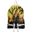 Sunset Illustration Water Night Sun Landscape Grass Clouds Painting Digital Art Drawing Foldable Lightweight Backpack View2
