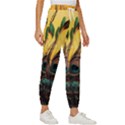 Landscape Bright Scenery Drawing Rivers Blue Lovely Women s Cropped Drawstring Pants View3