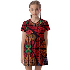 Fractals, Floral Ornaments, Rings Kids  Asymmetric Collar Dress