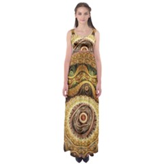Fractals, Floral Ornaments, Waves Empire Waist Maxi Dress
