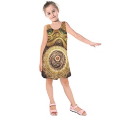 Fractals, Floral Ornaments, Waves Kids  Sleeveless Dress