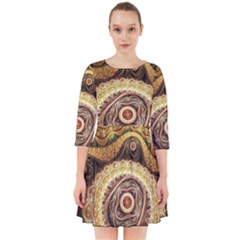 Fractals, Floral Ornaments, Waves Smock Dress