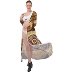 Fractals, Floral Ornaments, Waves Maxi Chiffon Beach Wrap