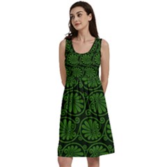 Green Floral Pattern Floral Greek Ornaments Classic Skater Dress