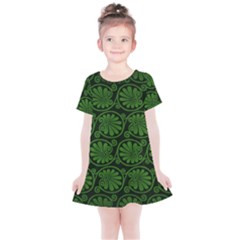 Green Floral Pattern Floral Greek Ornaments Kids  Simple Cotton Dress