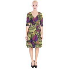 Green Paisley Background, Artwork, Paisley Patterns Wrap Up Cocktail Dress