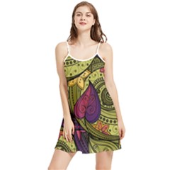 Green Paisley Background, Artwork, Paisley Patterns Summer Frill Dress