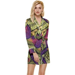 Green Paisley Background, Artwork, Paisley Patterns Long Sleeve Satin Robe