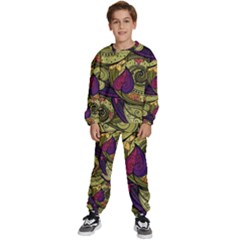 Green Paisley Background, Artwork, Paisley Patterns Kids  Sweatshirt Set