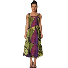 Green Paisley Background, Artwork, Paisley Patterns Square Neckline Tiered Midi Dress