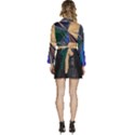 Eyes Pattern Woman Cartoon Long Sleeve Tie Back Satin Wrap Top View4