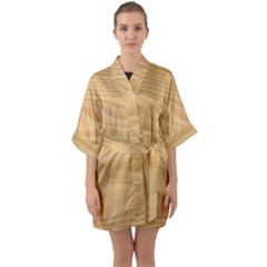 Light Wooden Texture, Wooden Light Brown Background Half Sleeve Satin Kimono 