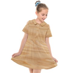 Light Wooden Texture, Wooden Light Brown Background Kids  Short Sleeve Shirt Dress