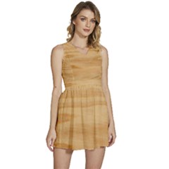 Light Wooden Texture, Wooden Light Brown Background Sleeveless High Waist Mini Dress