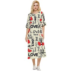 Love Abstract Background Love Textures Double Cuff Midi Dress