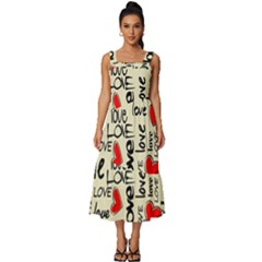 Love Abstract Background Love Textures Square Neckline Tiered Midi Dress