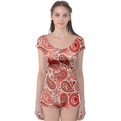 Paisley Red Ornament Texture Boyleg Leotard 