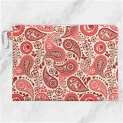 Paisley Red Ornament Texture Canvas Cosmetic Bag (xxl)