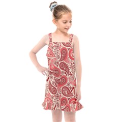 Paisley Red Ornament Texture Kids  Overall Dress