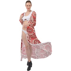 Paisley Red Ornament Texture Maxi Chiffon Beach Wrap