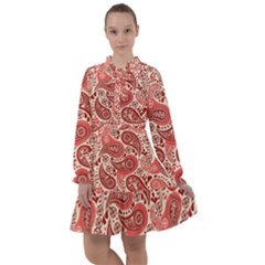 Paisley Red Ornament Texture All Frills Chiffon Dress