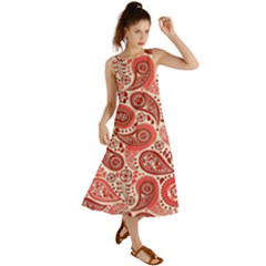 Paisley Red Ornament Texture Summer Maxi Dress